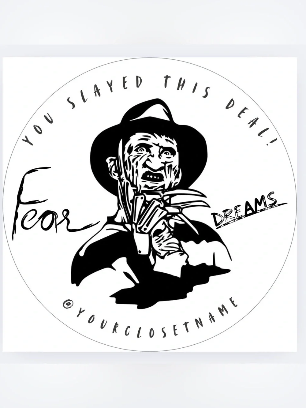 Handmade 50 count Freddy Krueger Stickers